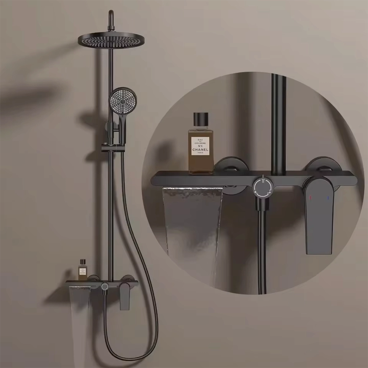 Colonne de douche mitigeur noir mat Divine
